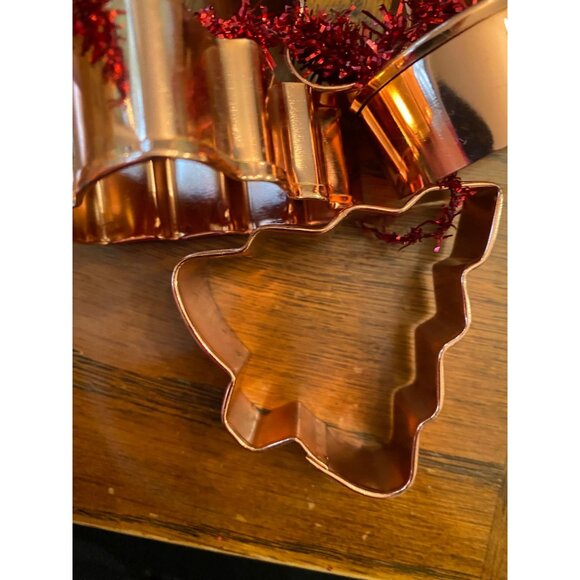 Set Of 4 Copper Cookie Cutters - Gingerbread Candy Cane & Tree Shapes - Picture 4 of 5